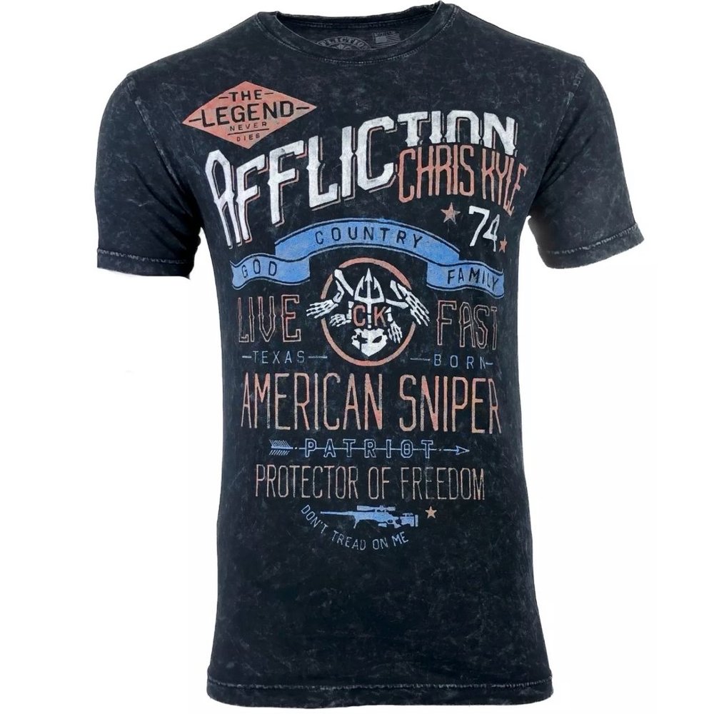 AFFLICTION Men's T-shirt CHRIS KYLE CROSSHAIRS Gun